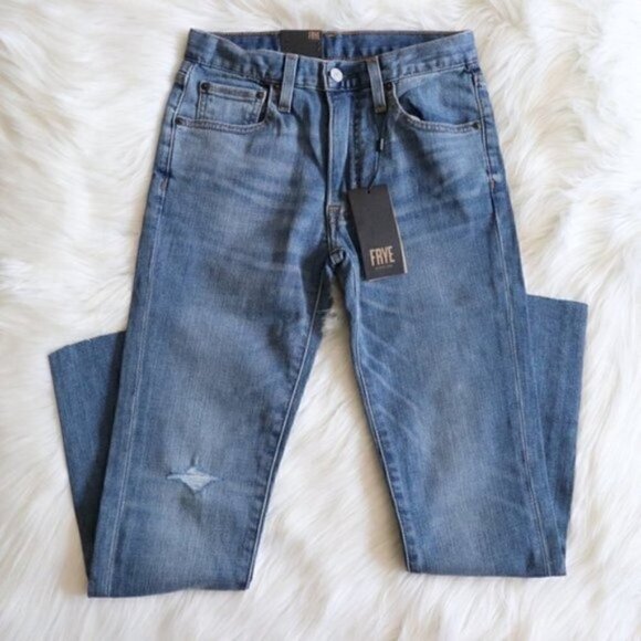 NWT FRYE Sienna Medium Blue Wash Ripped Distressed Skinny Jeans Size 25 - Picture 5 of 9